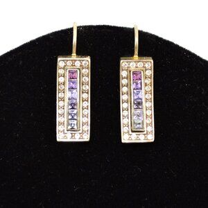 Silver tri color rhinestine earring #217-168